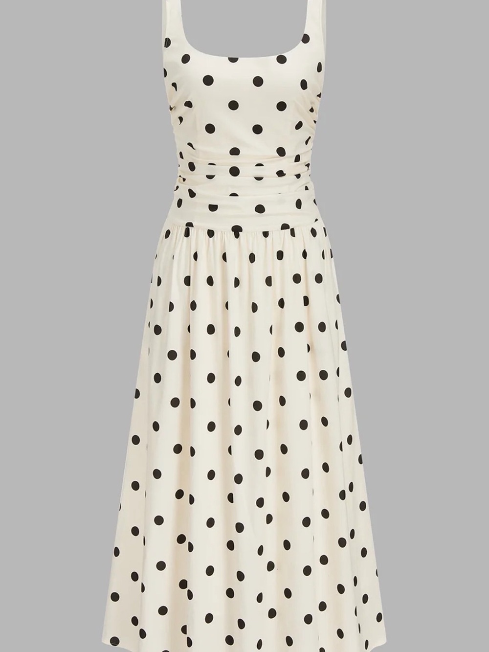 Commense Cream Midi Dress with Black Polka Dots